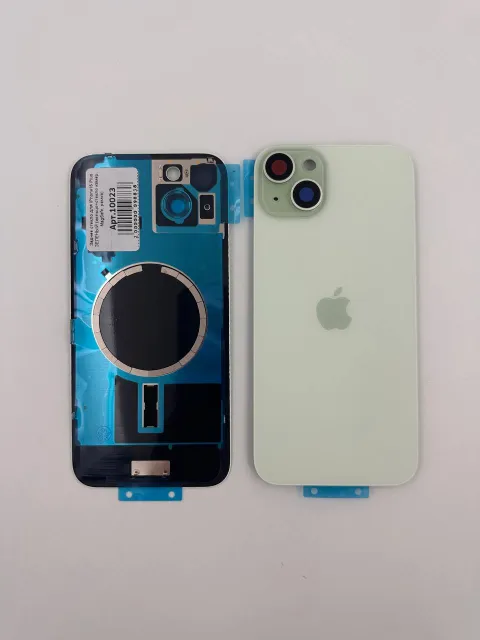 Заднее стекло для iPhone15 Plus ЗЕЛЕНЫЙ (кольцо+стекло камер, MagSafe, рамка), для iPhone 15 Plus, арт. 10023