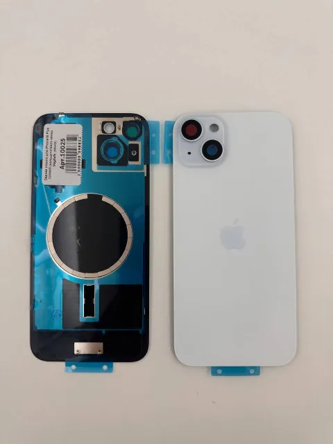 Заднее стекло для iPhone15 Plus СИНИЙ (кольцо+стекло камер, MagSafe, рамка), для iPhone 15 Plus, арт. 10025