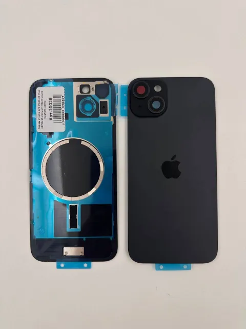 Заднее стекло для iPhone15 Plus ЧЕРНЫЙ (кольцо+стекло камер, MagSafe, рамка), для iPhone 15 Plus, арт. 10026