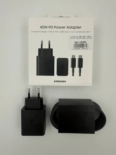 СЗУ Samsung, USB-C 45W + кабель USB-C 5A, 1.8m (EP-T4510), ЧЕРНЫЙ, арт. 10201