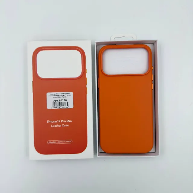 Чехол Leather Case MagSafe с Camera Control с анимацией для iPhone17 Pro Max ОРАНЖЕВЫЙ (№2), для iPhone 17 Pro Max, арт. 10288