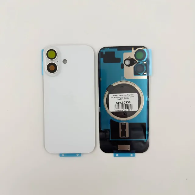 Заднее стекло для iPhone17 БЕЛЫЙ (кольцо+стекло камер, MagSafe, рамка), для iPhone 17, арт. 10338