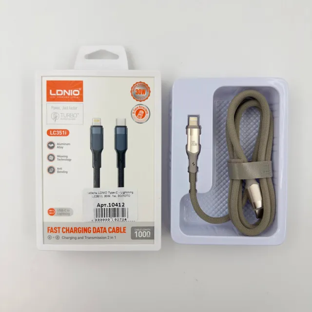 Кабель LDNIO Type-C - Lightning (LC351i), 30W, 1м, ЗОЛОТО, арт. 10412